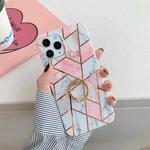 Plating Marble Pattern Soft TPU Protective Case with Ring Holder For iPhone 12 / 12 Pro(Irregular)