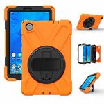 For Lenovo Tab M8 Shockproof Colorful Silicone + PC Protective Case with Holder & Hand Grip Strap & Shoulder Strap(Orange)