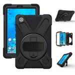 For Lenovo Tab M8 Shockproof Colorful Silicone + PC Protective Case with Holder & Hand Grip Strap & Shoulder Strap(Black)