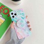 Laser Marble Pattern TPU Protective Case with Folding Holder For iPhone 11 Pro Max(Rainbow)
