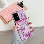 For Samsung Galaxy S20 Ultra Electroplating Stitching Pattern Soft TPU Protective Case(Stitching Purple Flowers)