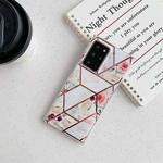 For Samsung Galaxy S20 Ultra Electroplating Stitching Pattern Soft TPU Protective Case(Stitching White Flowers)