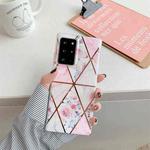 For Samsung Galaxy A41 (EU Version) Electroplating Stitching Pattern Soft TPU Protective Case(Stitching Pink Flowers)