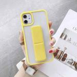 For iPhone 12 / 12 Pro Transparent Shockproof Matte Protective Case with Wristband & Holder(Yellow)