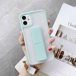 For iPhone 12 / 12 Pro Transparent Shockproof Matte Protective Case with Wristband & Holder(Matcha)