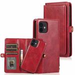 For iPhone 12 mini Multiple Card Slots Detachable Magnetic Horizontal Flip Leather Case with Card Slots & Holder & Wallet (Red)