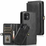 For iPhone 12 mini Multiple Card Slots Detachable Magnetic Horizontal Flip Leather Case with Card Slots & Holder & Wallet (Black)