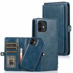 For iPhone 12 mini Multiple Card Slots Detachable Magnetic Horizontal Flip Leather Case with Card Slots & Holder & Wallet (Navy Blue)
