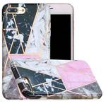 Full Plating Splicing Gilding Protective Case For iPhone 7 Plus / 8 Plus(Grey Pink White Marble Color Matching)