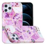 For iPhone 12 Pro Max Full Plating Splicing Gilding Protective Case(Purple Flowers Color Matching)