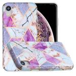 For iPhone XR Full Plating Splicing Gilding Protective Case(Purple White Marble Color Matching)