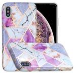 For iPhone XS Max Full Plating Splicing Gilding Protective Case(Purple White Marble Color Matching)