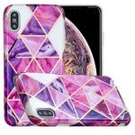 For iPhone XS Max Full Plating Splicing Gilding Protective Case(Rose Red Purple Color Matching)