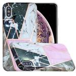 For iPhone XS Max Full Plating Splicing Gilding Protective Case(Grey Pink White Marble Color Matching)