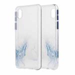 For Samsung Galaxy A01 Core Marble Pattern Glittery Powder Shockproof TPU Case with Detachable Buttons(Light Blue)