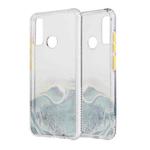 For Huawei P Smart (2020) Marble Pattern Glittery Powder Shockproof TPU Case with Detachable Buttons(Green)