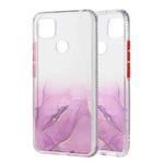 For Xiaomi Redmi 9C Marble Pattern Glittery Powder Shockproof TPU Case with Detachable Buttons(Purple)