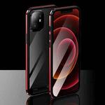 Electroplating Frame Double Sides Tempered Glass Magnetic Adsorption Case For iPhone 12 mini(Black + Red)