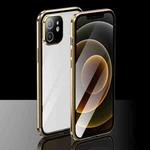Electroplating Frame Double Sides Tempered Glass Magnetic Adsorption Case For iPhone 12 mini(Gold)