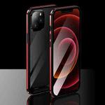 Electroplating Frame Double Sides Tempered Glass Magnetic Adsorption Case For iPhone 12 Pro(Black + Red)
