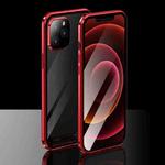 Electroplating Frame Double Sides Tempered Glass Magnetic Adsorption Case For iPhone 12 Pro Max(Red)