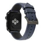 Litchi Texture Genuine Leather Watch Band For Apple Watch Series 7 41mm / 6 & SE & 5 & 4 40mm / 3 & 2 & 1 38mm(Navy Blue)