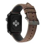 Litchi Texture Genuine Leather Watch Band For Apple Watch Series 7 45mm / 6 & SE & 5 & 4 44mm / 3 & 2 & 1 42mm(Khaki)