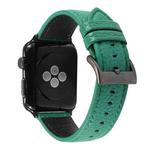 Litchi Texture Genuine Leather Watch Band For Apple Watch Series 7 45mm / 6 & SE & 5 & 4 44mm / 3 & 2 & 1 42mm(Green)