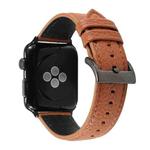 Litchi Texture Genuine Leather Watch Band For Apple Watch Series 7 45mm / 6 & SE & 5 & 4 44mm / 3 & 2 & 1 42mm(Brown)