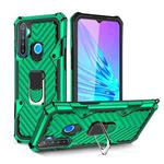 For OPPO Realme 5 Cool Armor PC + TPU Shockproof Case with 360 Degree Rotation Ring Holder(Dark Green)