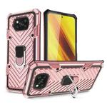 For Xiaomi Poco X3 NFC Cool Armor PC + TPU Shockproof Case with 360 Degree Rotation Ring Holder(Rose Gold)