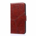 For OnePlus 6 Geometric Stitching Horizontal Flip TPU + PU Leather Case with Holder & Card Slots & Wallet(Dark Brown)
