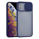 For iPhone X / XS Sliding Camera Cover Design TPU Protective Case(Sapphire Blue)