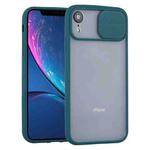 For iPhone XR Sliding Camera Cover Design TPU Protective Case(Dark Green)