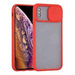 For iPhone XS Max Sliding Camera Cover Design TPU Protective Case(Red)