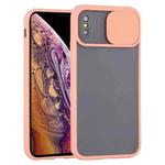 For iPhone XS Max Sliding Camera Cover Design TPU Protective Case(Pink)