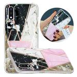 For Samsung Galaxy A01 Flat Plating Splicing Gilding Protective Case(Grey Pink White Marble Color Matching)