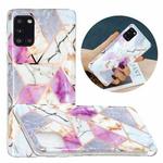 For Samsung Galaxy A31 Flat Plating Splicing Gilding Protective Case(Purple White Marble Color Matching)