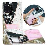 For Samsung Galaxy A31 Flat Plating Splicing Gilding Protective Case(Grey Pink White Marble Color Matching)