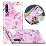 For Samsung Galaxy Note10 Flat Plating Splicing Gilding Protective Case(Purple Flowers Color Matching)