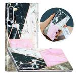 For Samsung Galaxy Note10 Flat Plating Splicing Gilding Protective Case(Grey Pink White Marble Color Matching)