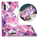 For Samsung Galaxy Note10+ Flat Plating Splicing Gilding Protective Case(Rose Red Purple Color Matching)