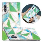 For Samsung Galaxy Note10+ Flat Plating Splicing Gilding Protective Case(Green Triangle Body Color Matching)