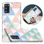 For Samsung Galaxy Note20 Flat Plating Splicing Gilding Protective Case(Blue White Green Pink Color Matching)