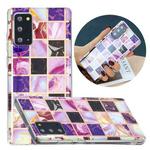 For Samsung Galaxy Note20 Flat Plating Splicing Gilding Protective Case(Square Color Matching)