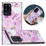 For Samsung Galaxy Note20 Ultra Flat Plating Splicing Gilding Protective Case(Purple Flowers Color Matching)