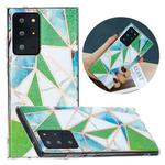 For Samsung Galaxy Note20 Ultra Flat Plating Splicing Gilding Protective Case(Green Triangle Body Color Matching)