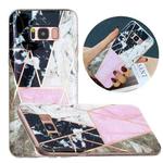 For Samsung Galaxy S8 Flat Plating Splicing Gilding Protective Case(Grey Pink White Marble Color Matching)