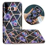 For Samsung Galaxy S8 Flat Plating Splicing Gilding Protective Case(Black Background Flower Matching Color)