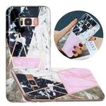 For Samsung Galaxy S8+ Flat Plating Splicing Gilding Protective Case(Grey Pink White Marble Color Matching)